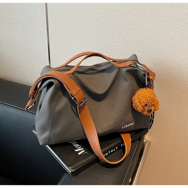 Large Capacity Contrast Color Handbag Women's Canvas Crossbody Bag — feature 33