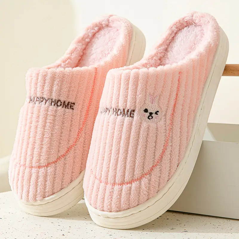 Rice Noodle Slippers for Men and Women, Home Shoes with a Stepping-On-Clouds Feel, Couple's Winter Indoor Warm Slippers with Plush Lining for Home Use