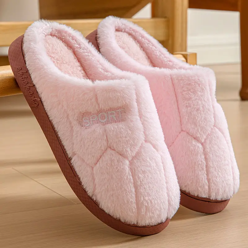 Rice Noodle Slippers for Men and Women, Home Shoes with a Stepping-On-Clouds Feel, Couple's Winter Indoor Warm Slippers with Plush Lining for Home Use