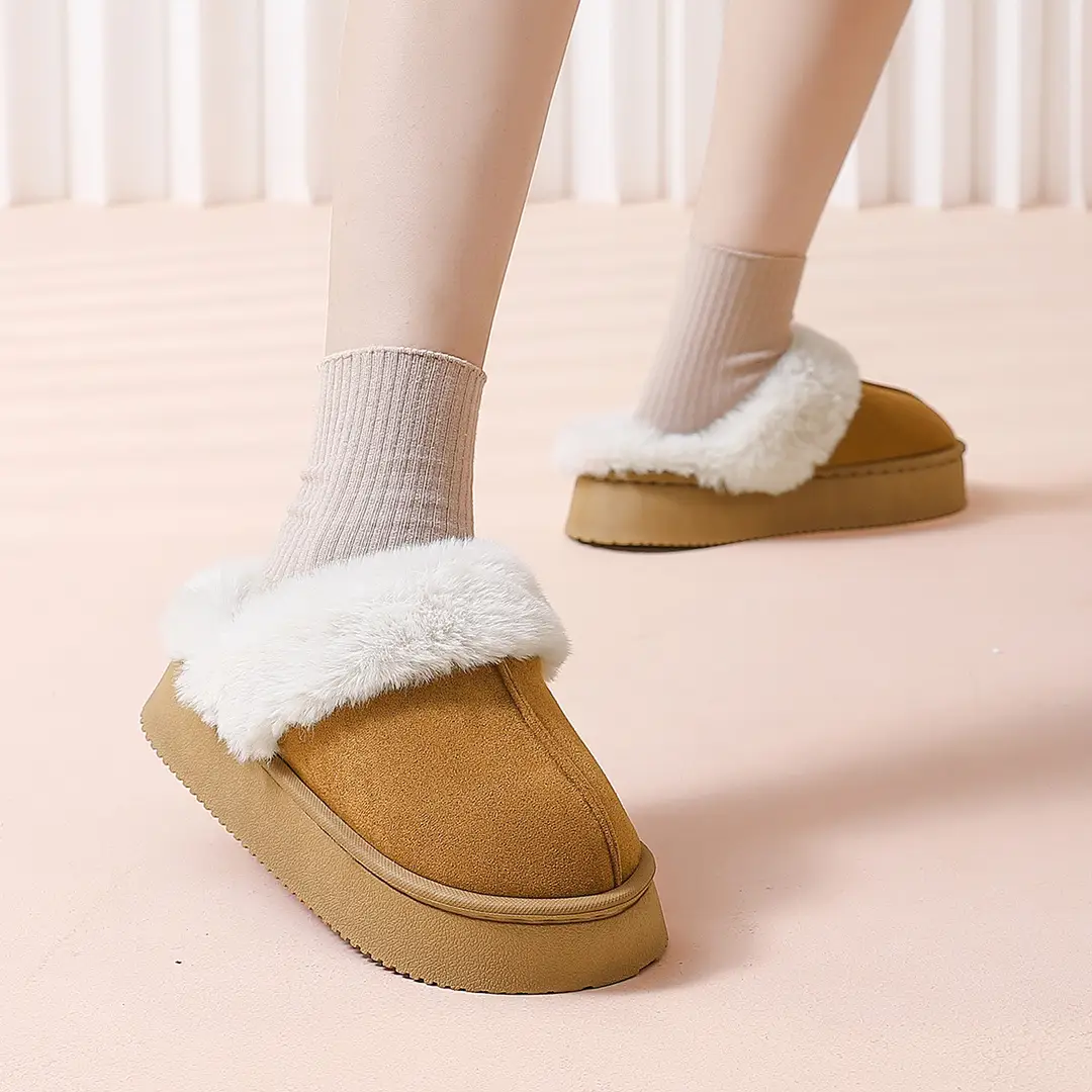Cotton Slippers Women's Winter Thick Bottom Exterior Wear Indoor Household Warm Couple Waterproof Baotou Cotton Slippers Men's Wholesale Winter - Image 6