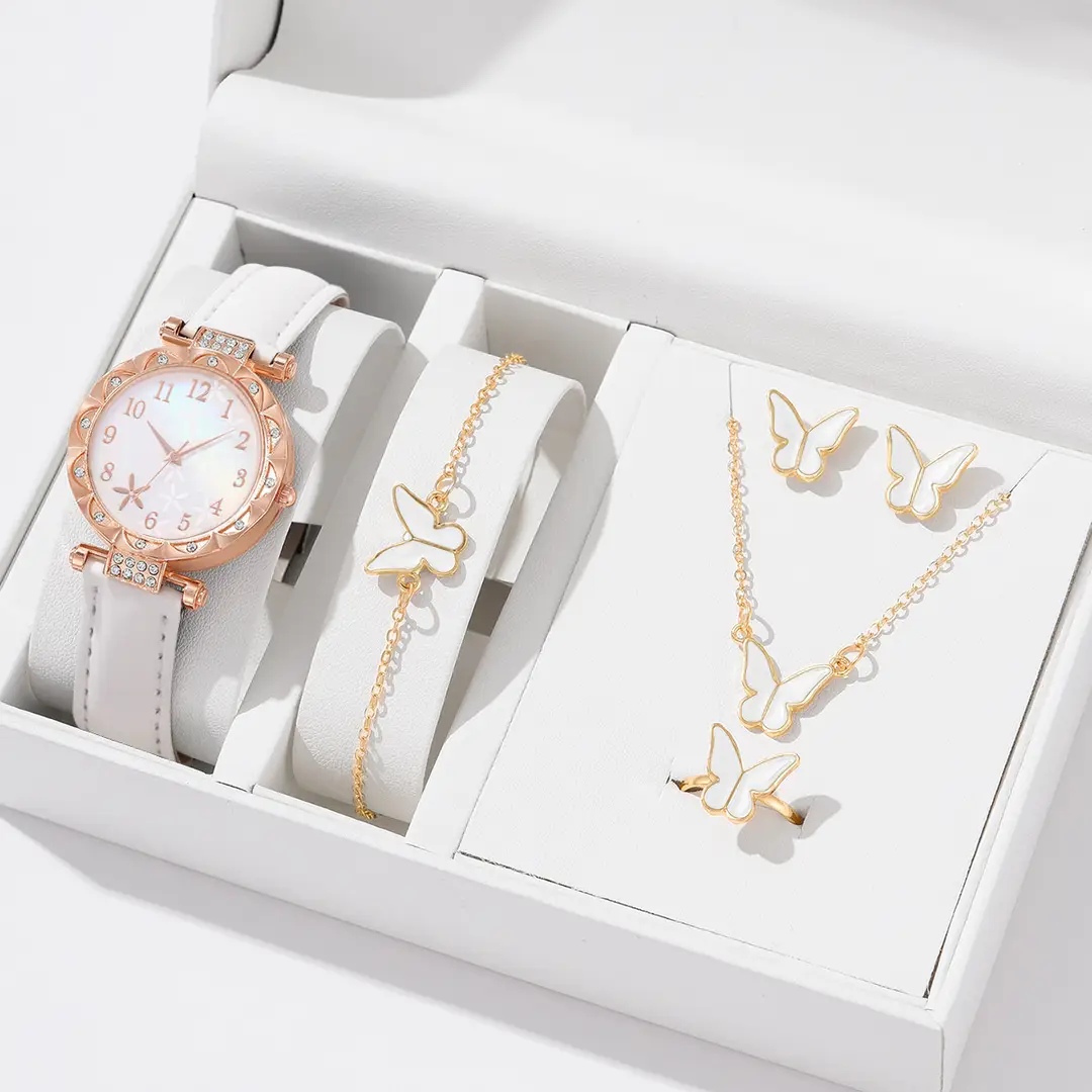New TikTok Popular Women's Watch Fashion Personality Simple Watch Butterfly Digital Belt Watch suit — feature 2