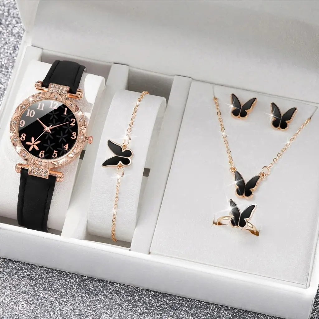 New TikTok Popular Women's Watch Fashion Personality Simple Watch Butterfly Digital Belt Watch suit - Image 2