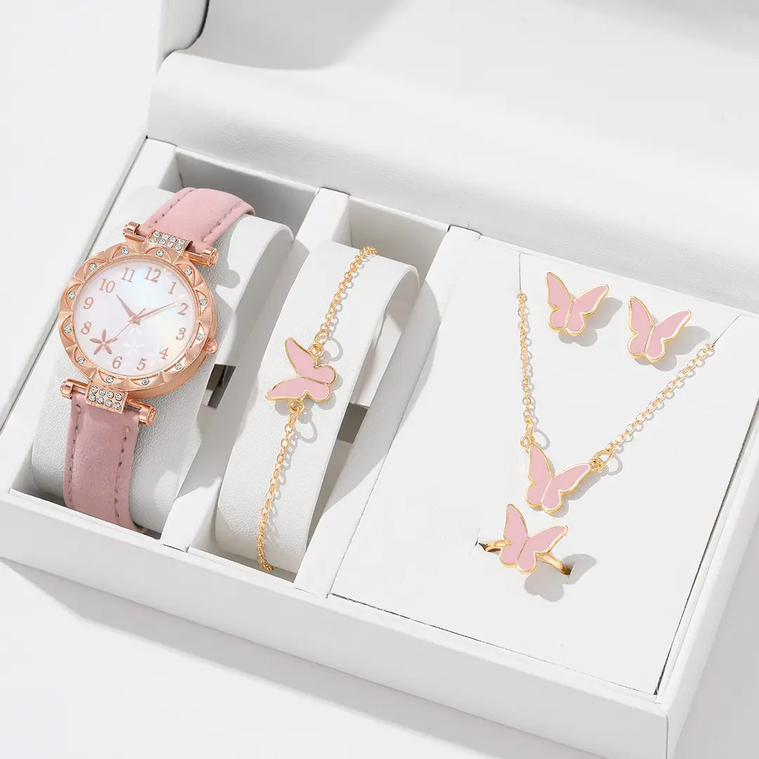 New TikTok Popular Women's Watch Fashion Personality Simple Watch Butterfly Digital Belt Watch suit - Image 3