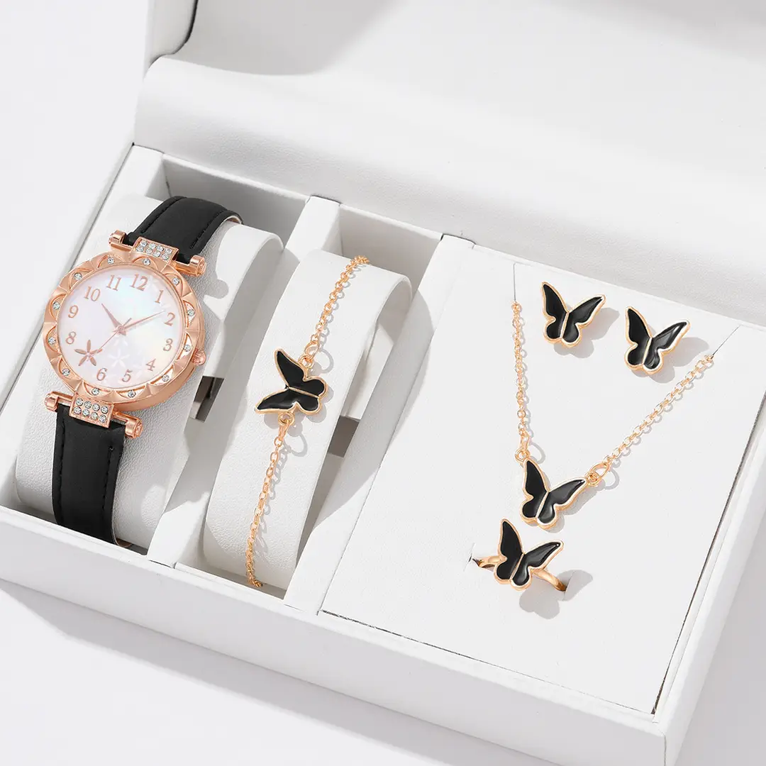New TikTok Popular Women's Watch Fashion Personality Simple Watch Butterfly Digital Belt Watch suit - Image 4