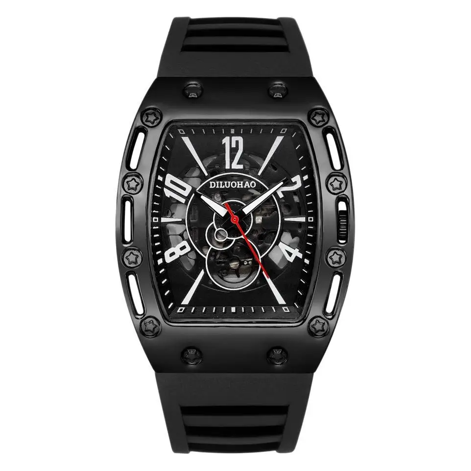 Men's Black Silicone Watch with Large Dial & Quartz Movement - Image 8