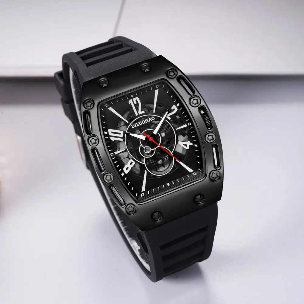Men's Black Silicone Watch with Large Dial & Quartz Movement — feature 5