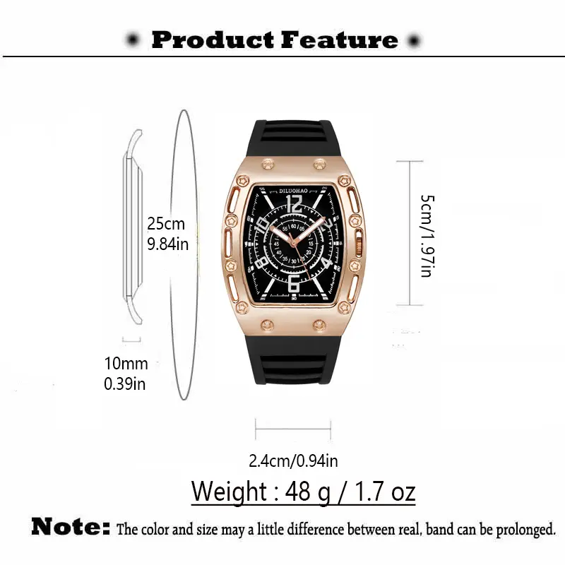 Luxury Quartz Men's Watch Set with Gold, Blue & Brown Silicone Bands — feature 1
