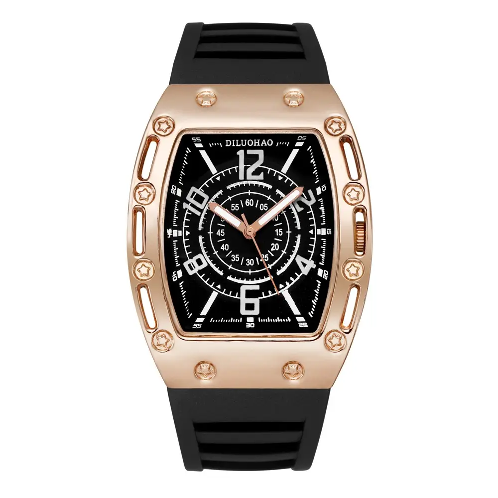Luxury Quartz Men's Watch Set with Gold, Blue & Brown Silicone Bands — feature 9