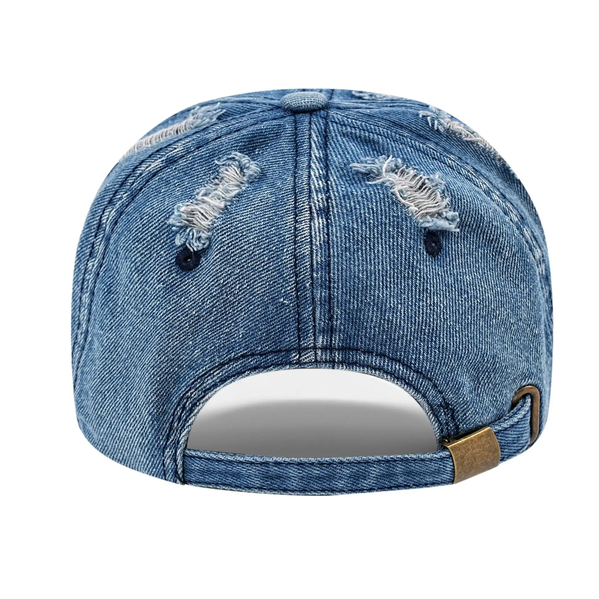 Washed Cotton Denim Baseball Cap Brown Vintage Distressed