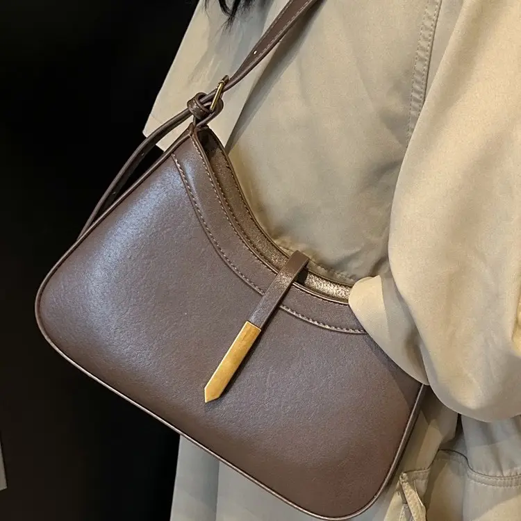 Women's Brown Leather Shoulder Bag 2024 New Fashion - Image 7