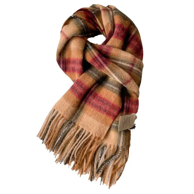 100% Wool Plaid Scarf for Men Winter Dark Blue - Image 35