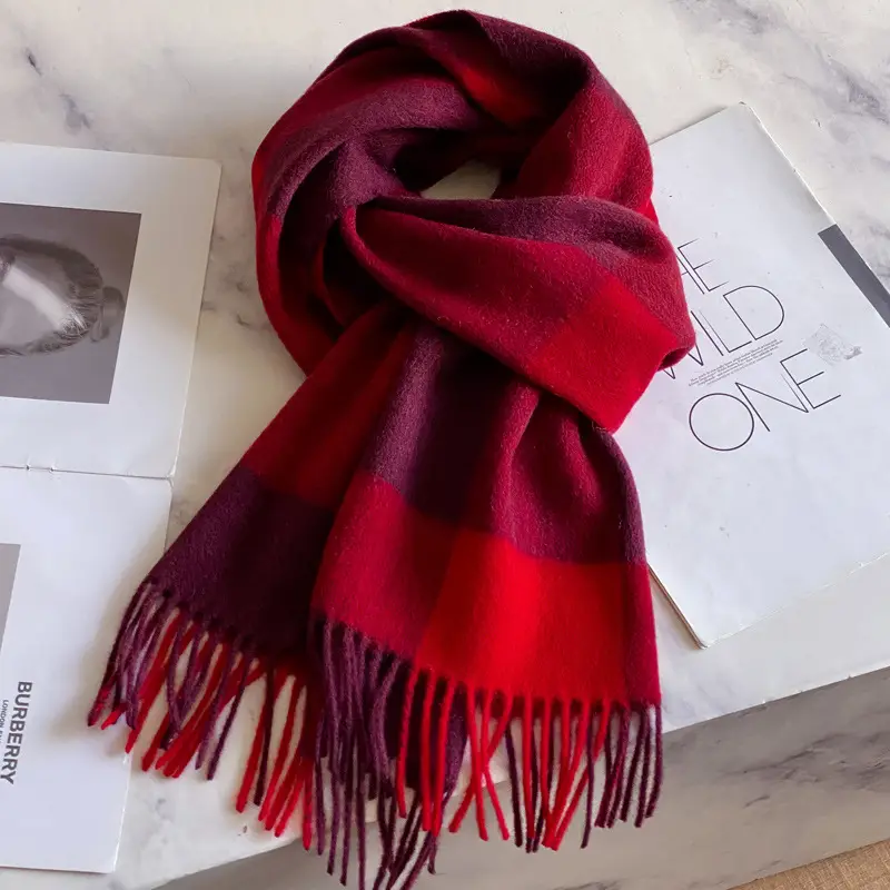 100% Wool Plaid Scarf for Men Winter Dark Blue - Image 20