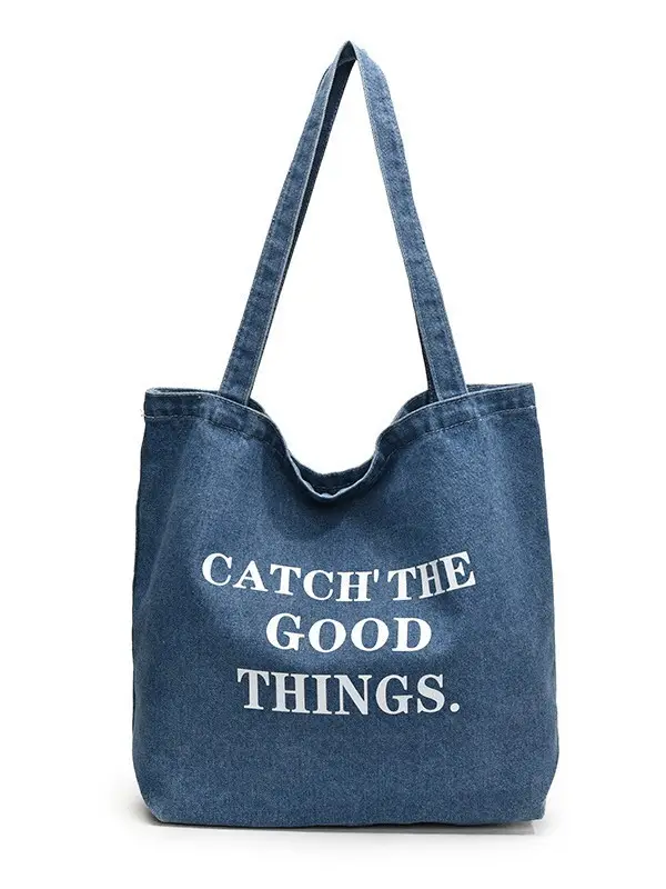 Denim Tote Bag "Catch The Good Things" Black Women - Image 7