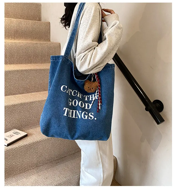 Denim Tote Bag "Catch The Good Things" Black Women — feature 1