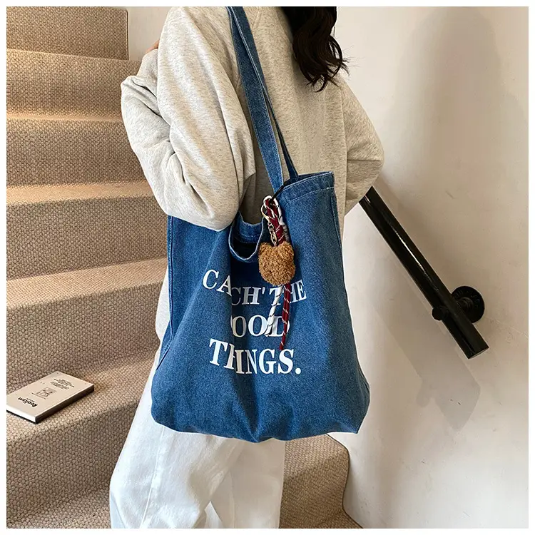 Denim Tote Bag "Catch The Good Things" Black Women — feature 12