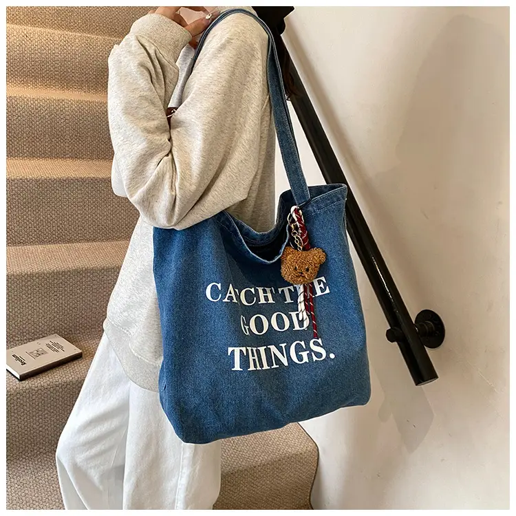 Denim Tote Bag "Catch The Good Things" Black Women — feature 13