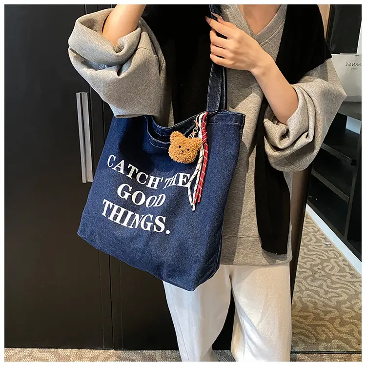Denim Tote Bag "Catch The Good Things" Black Women — feature 8