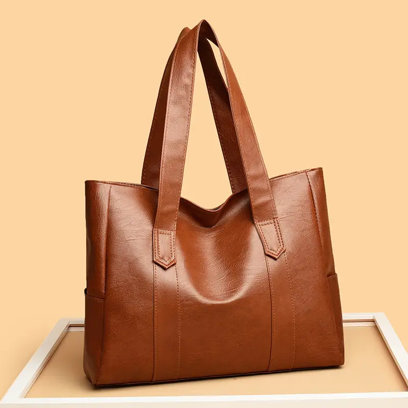 Black PU Leather Tote Bag for Women Large Capacity - Image 8