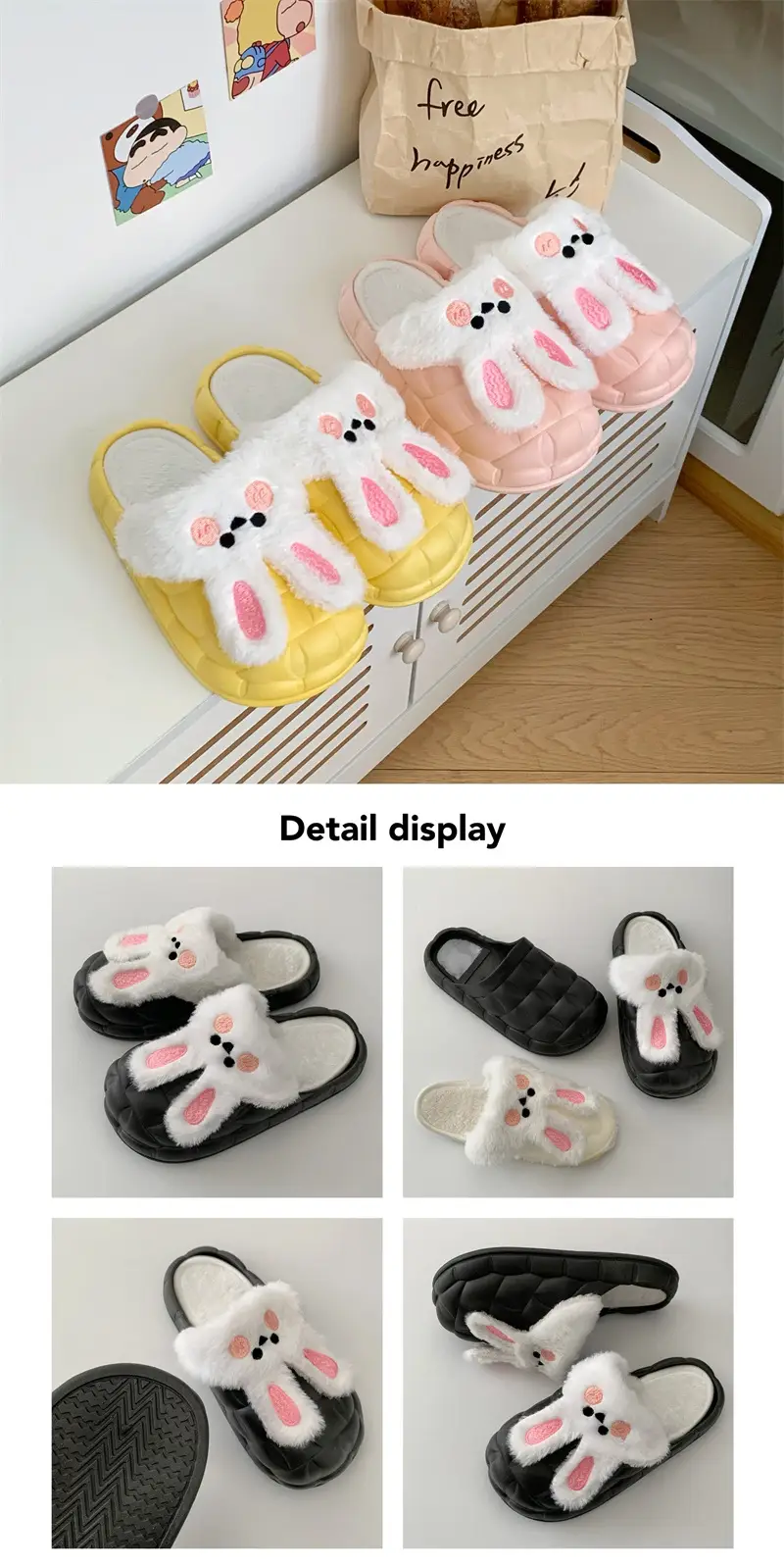 2024 new women's detachable winter outdoor home indoor plush cotton slippers waterproof cute warm shoes — feature 5