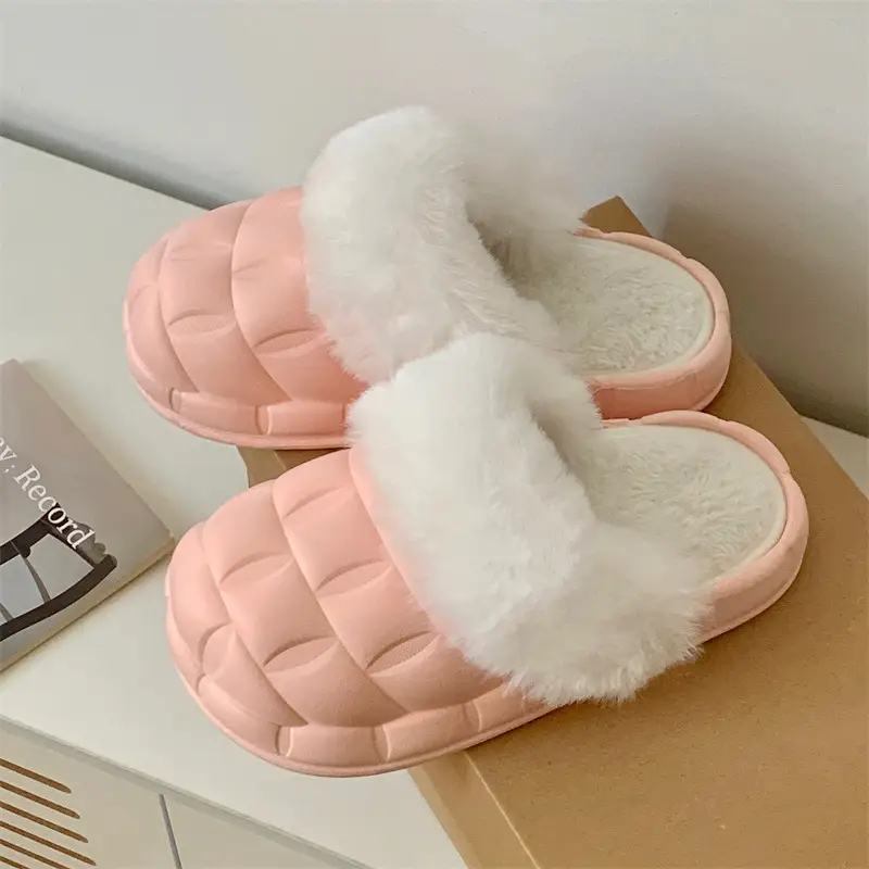 2024 new women's detachable winter outdoor home indoor plush cotton slippers waterproof cute warm shoes