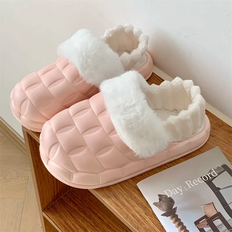 2024 new women's detachable winter outdoor home indoor plush cotton slippers waterproof cute warm shoes