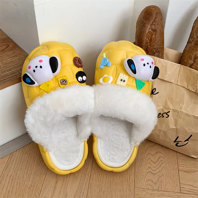 2024 new women's detachable winter outdoor home indoor plush cotton slippers waterproof cute warm shoes
