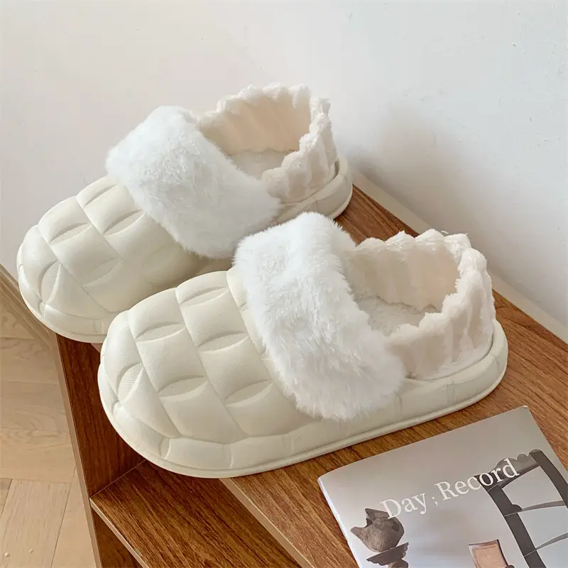 2024 new women's detachable winter outdoor home indoor plush cotton slippers waterproof cute warm shoes