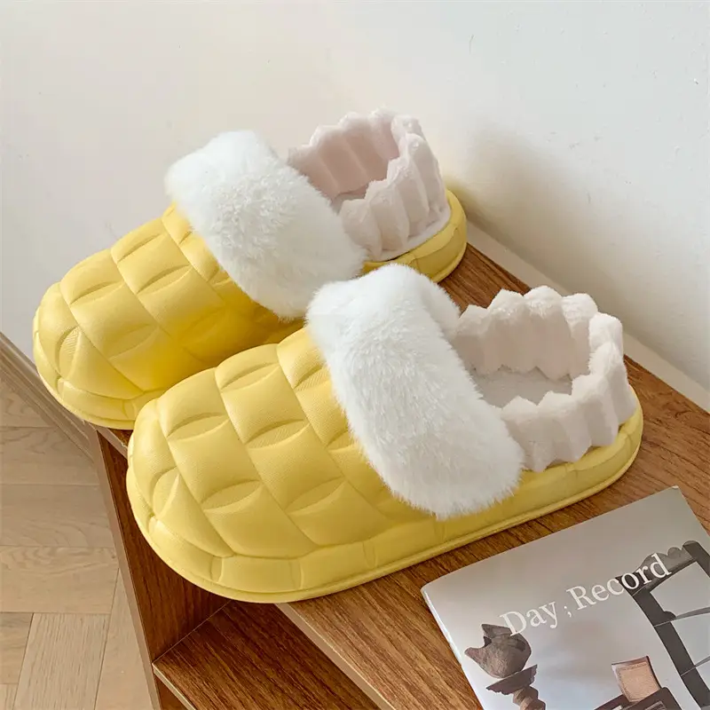2024 new women's detachable winter outdoor home indoor plush cotton slippers waterproof cute warm shoes