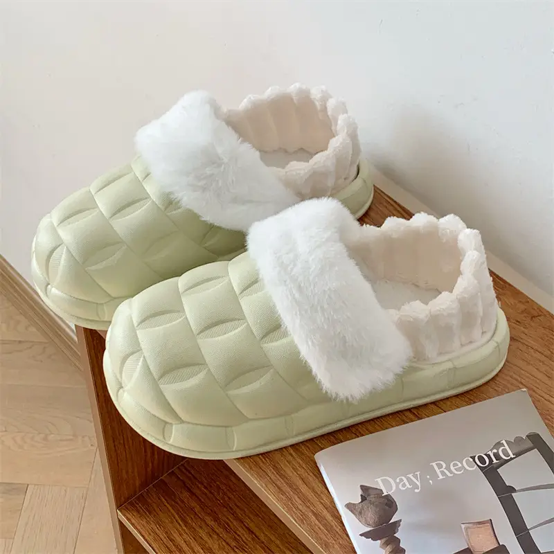 2024 new women's detachable winter outdoor home indoor plush cotton slippers waterproof cute warm shoes