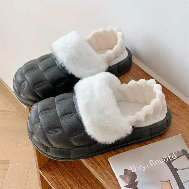 2024 new women's detachable winter outdoor home indoor plush cotton slippers waterproof cute warm shoes