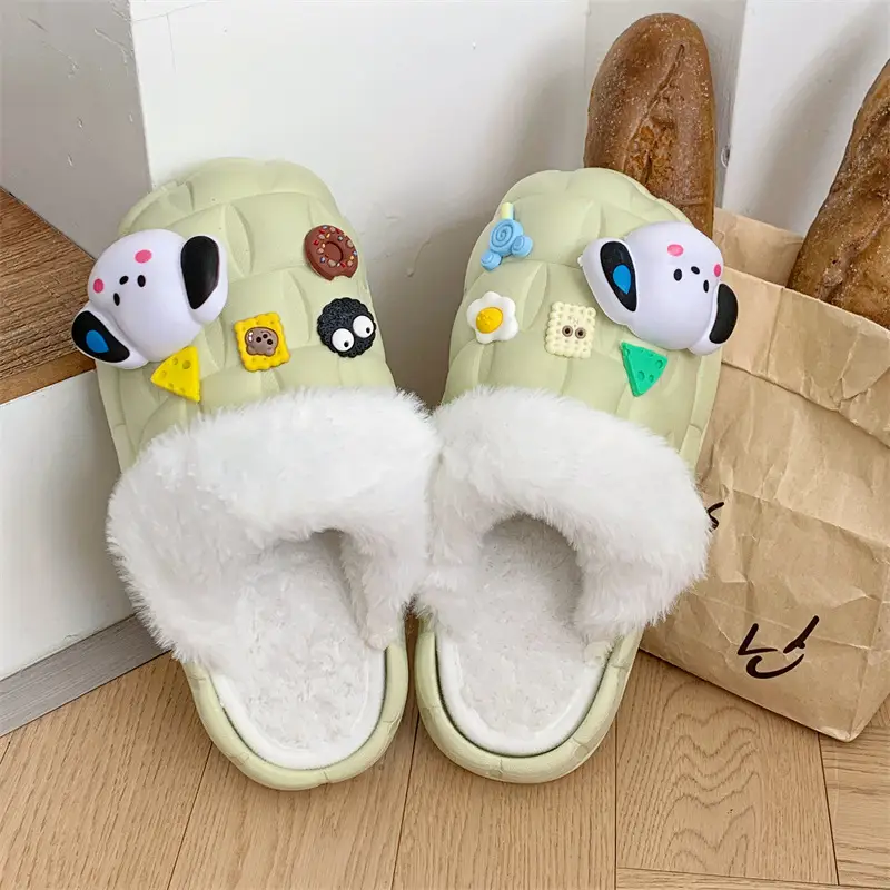 2024 new women's detachable winter outdoor home indoor plush cotton slippers waterproof cute warm shoes