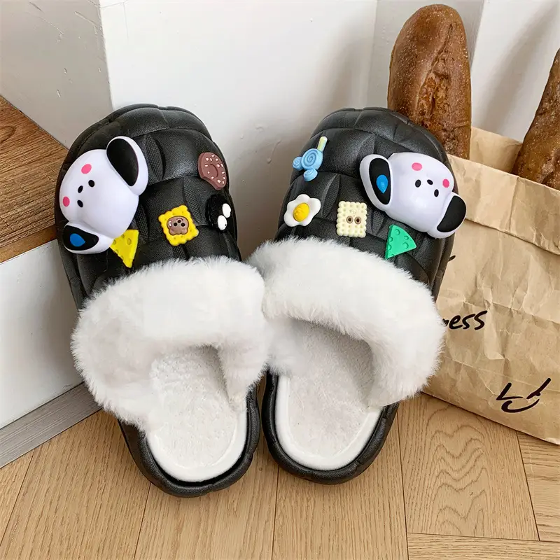 2024 new women's detachable winter outdoor home indoor plush cotton slippers waterproof cute warm shoes