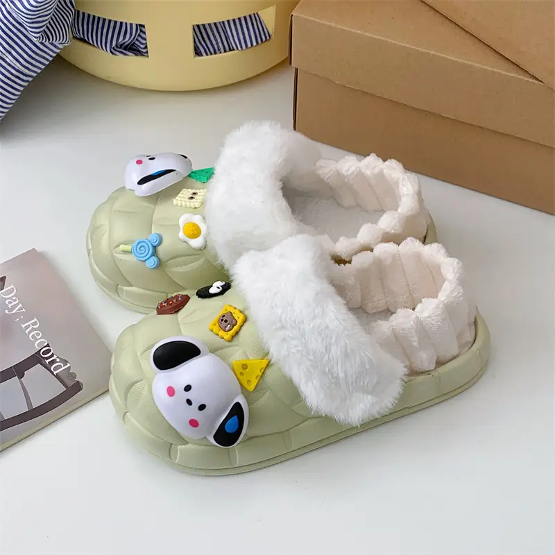 2024 new women's detachable winter outdoor home indoor plush cotton slippers waterproof cute warm shoes