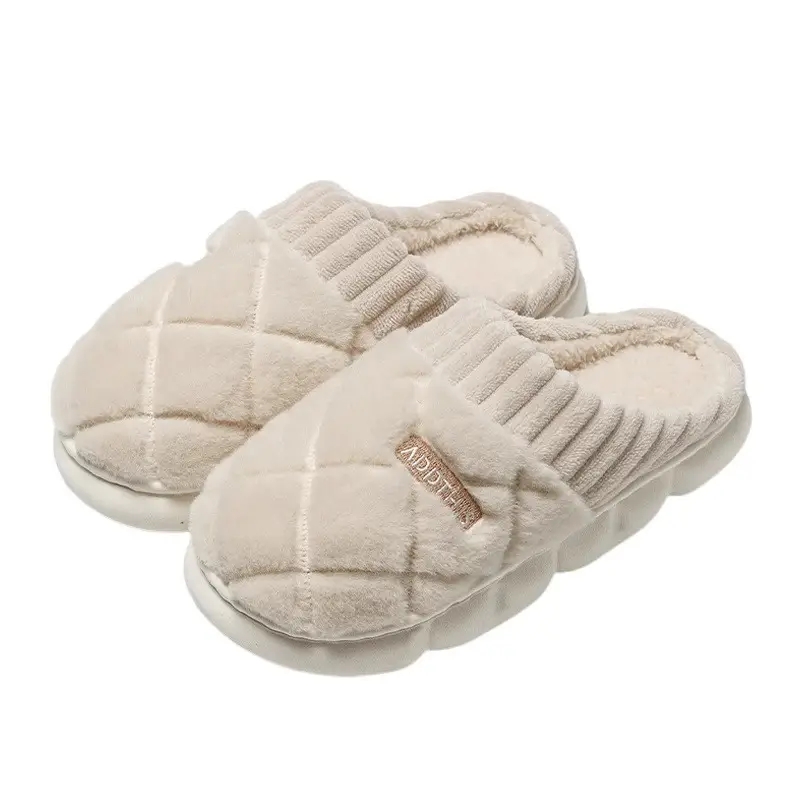 Cotton Slippers Women's Autumn and Winter Indoor Home Thick Bottom Non-slip Warm-keeping Household Couple's Winter Maomao Slippers for Men