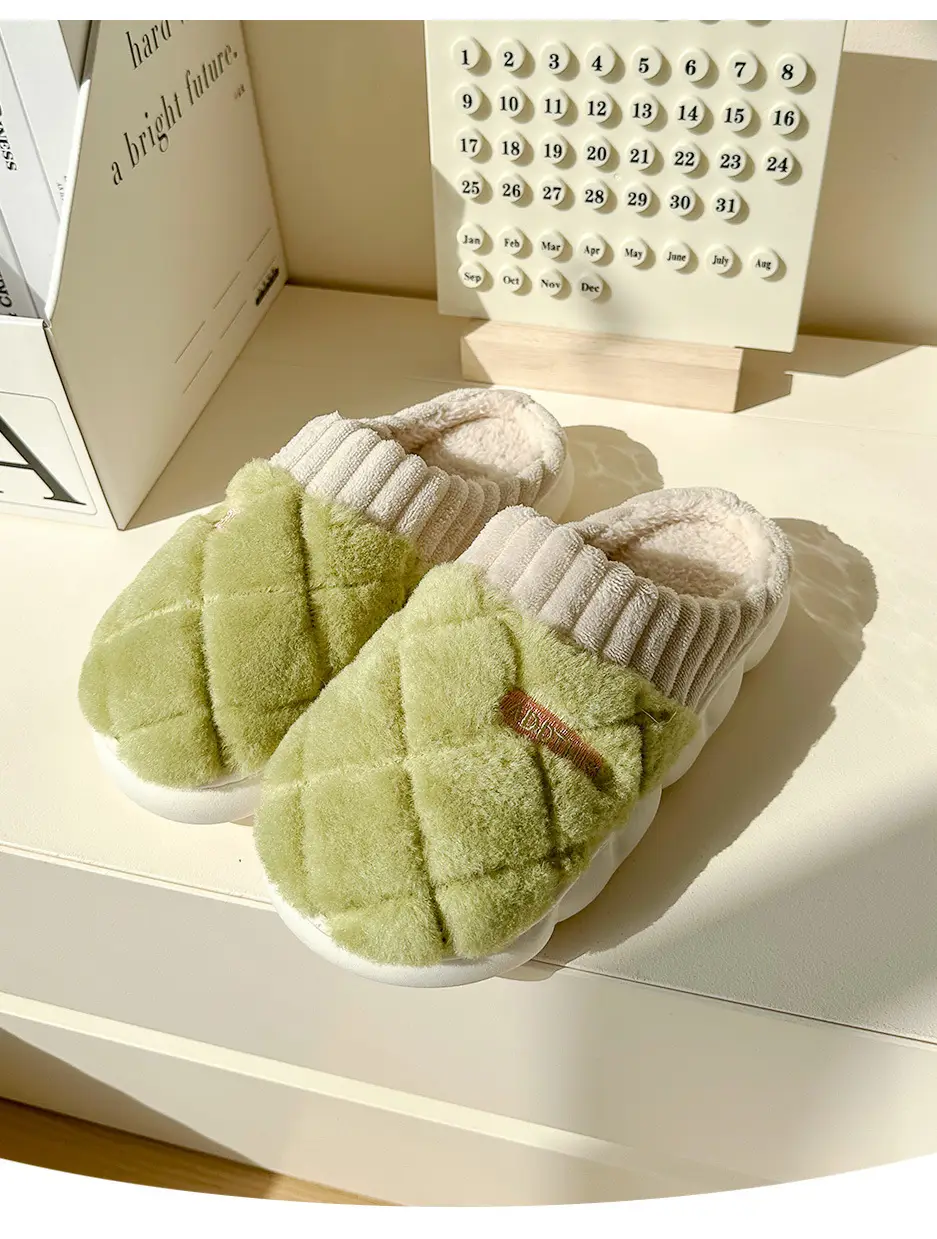 Cotton Slippers Women's Autumn and Winter Indoor Home Thick Bottom Non-slip Warm-keeping Household Couple's Winter Maomao Slippers for Men — feature 12