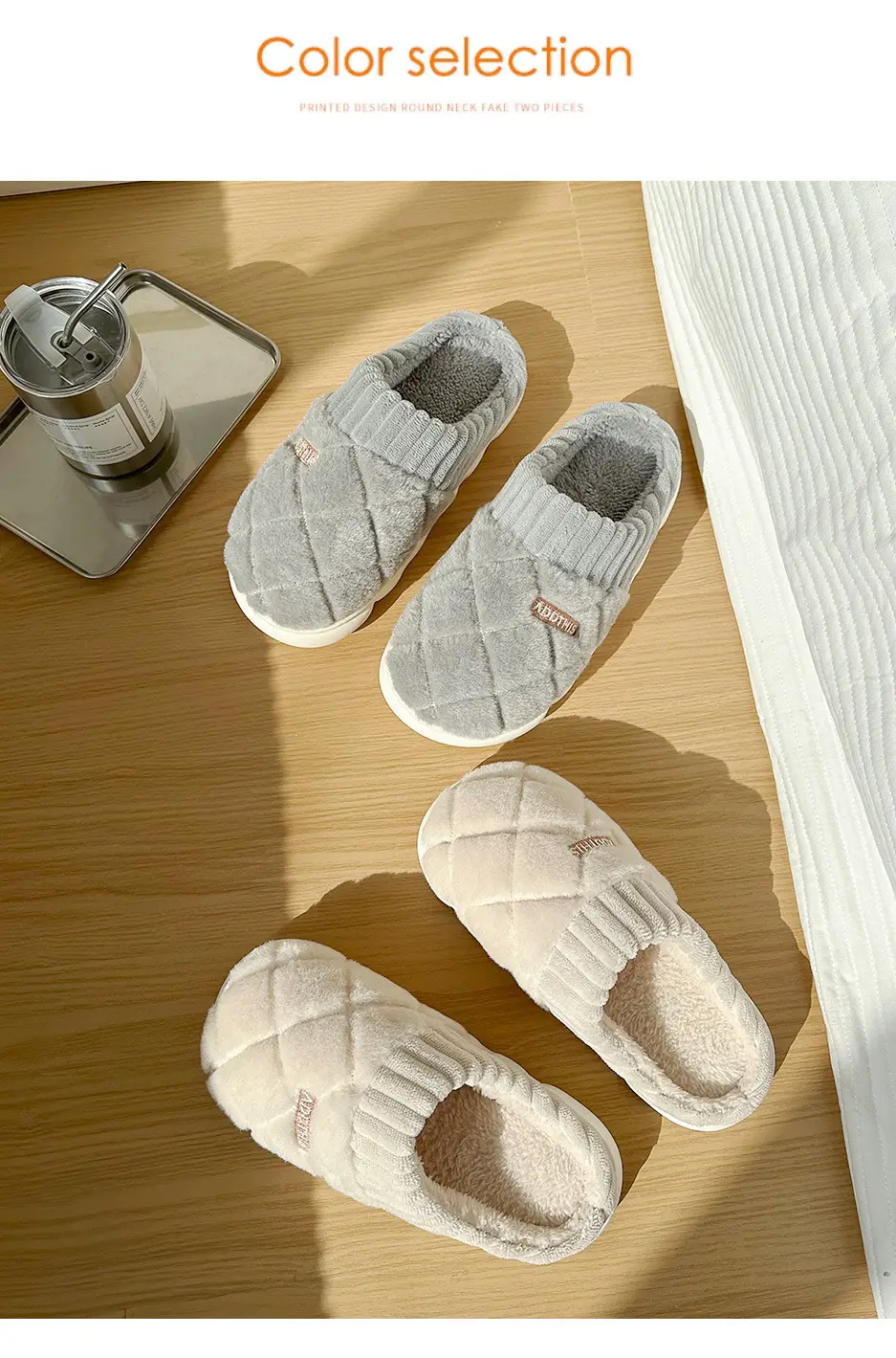 Cotton Slippers Women's Autumn and Winter Indoor Home Thick Bottom Non-slip Warm-keeping Household Couple's Winter Maomao Slippers for Men — feature 13