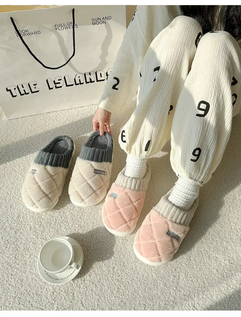 Cotton Slippers Women's Autumn and Winter Indoor Home Thick Bottom Non-slip Warm-keeping Household Couple's Winter Maomao Slippers for Men — feature 16