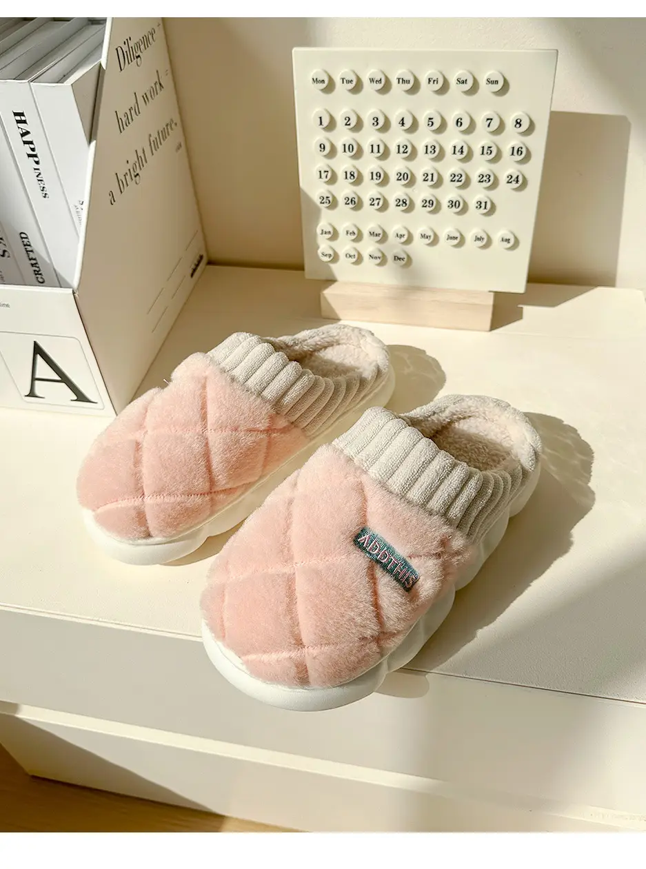 Cotton Slippers Women's Autumn and Winter Indoor Home Thick Bottom Non-slip Warm-keeping Household Couple's Winter Maomao Slippers for Men — feature 18