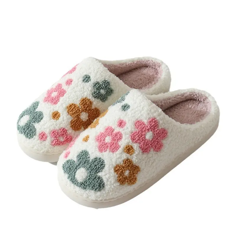 Cotton Cross-border New Flower Cotton Slippers Women's Thick Bottom Winter Household Indoor Warm Non-slip Home Slippers Soft Bottom