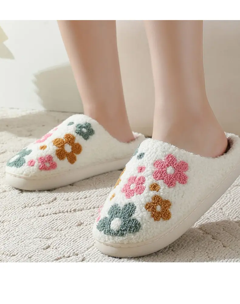 Cotton Cross-border New Flower Cotton Slippers Women's Thick Bottom Winter Household Indoor Warm Non-slip Home Slippers Soft Bottom — feature 10