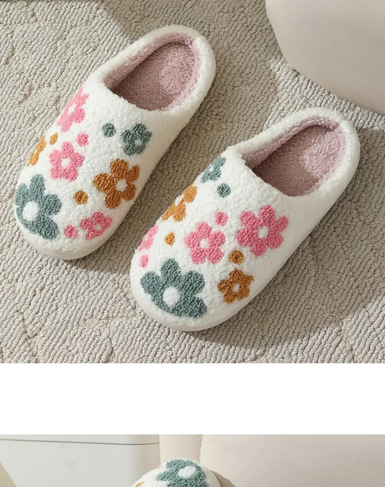 Cotton Cross-border New Flower Cotton Slippers Women's Thick Bottom Winter Household Indoor Warm Non-slip Home Slippers Soft Bottom — feature 12