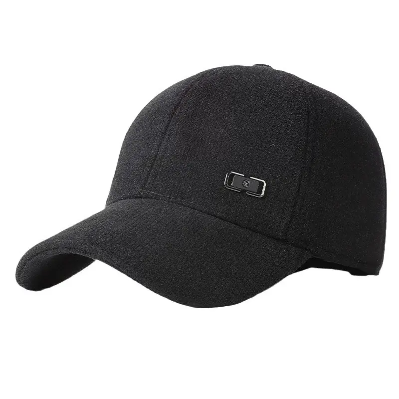 Black Fleece Winter Cap for Men Elderly Warm Ear Protection - Image 7