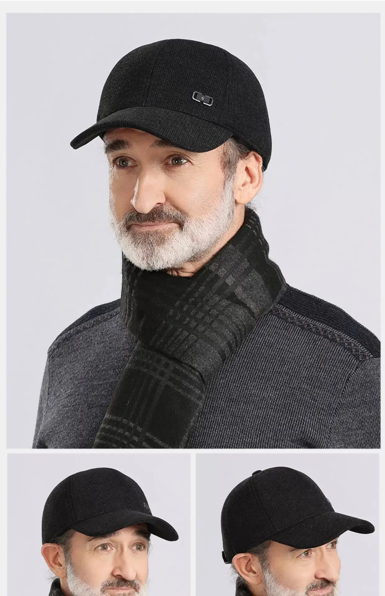Black Fleece Winter Cap for Men Elderly Warm Ear Protection — feature 13