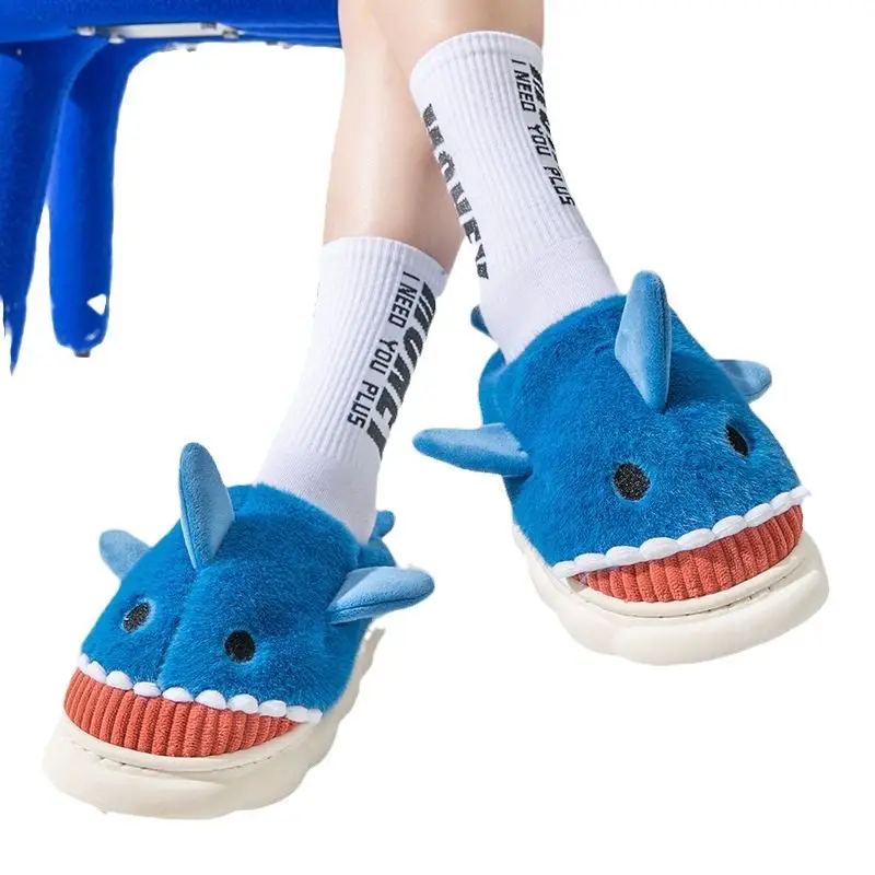 Shark Cotton Slippers for Men, Winter 2025 New Model, Home Non-Slip Thick-Soled Warm Couple Slippers, Suitable for Outdoor Wear, Cotton Slippers for Women in Winter - Image 8