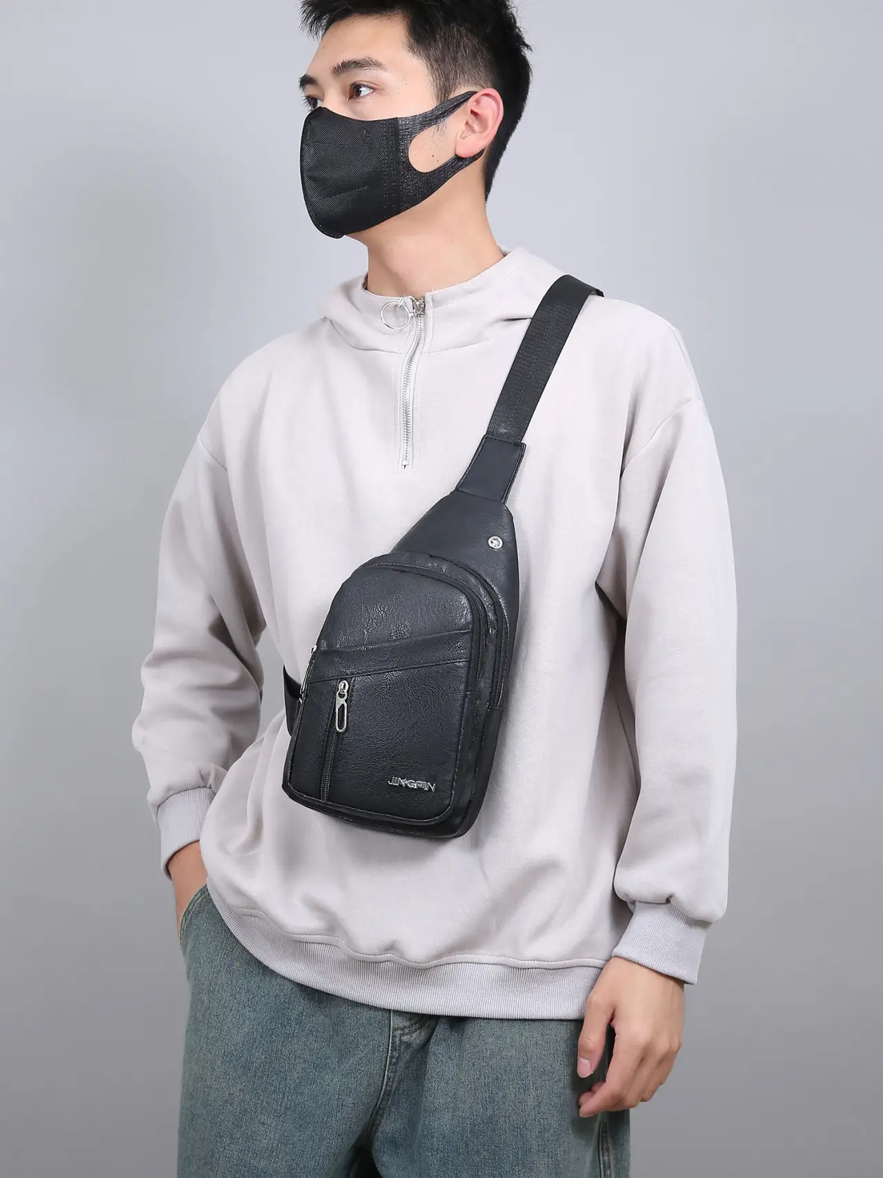 Waterproof Korean Style Crossbody Bag Brown Leather - Image 7