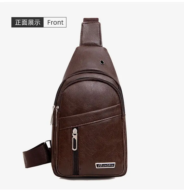 Waterproof Korean Style Crossbody Bag Brown Leather - Image 2