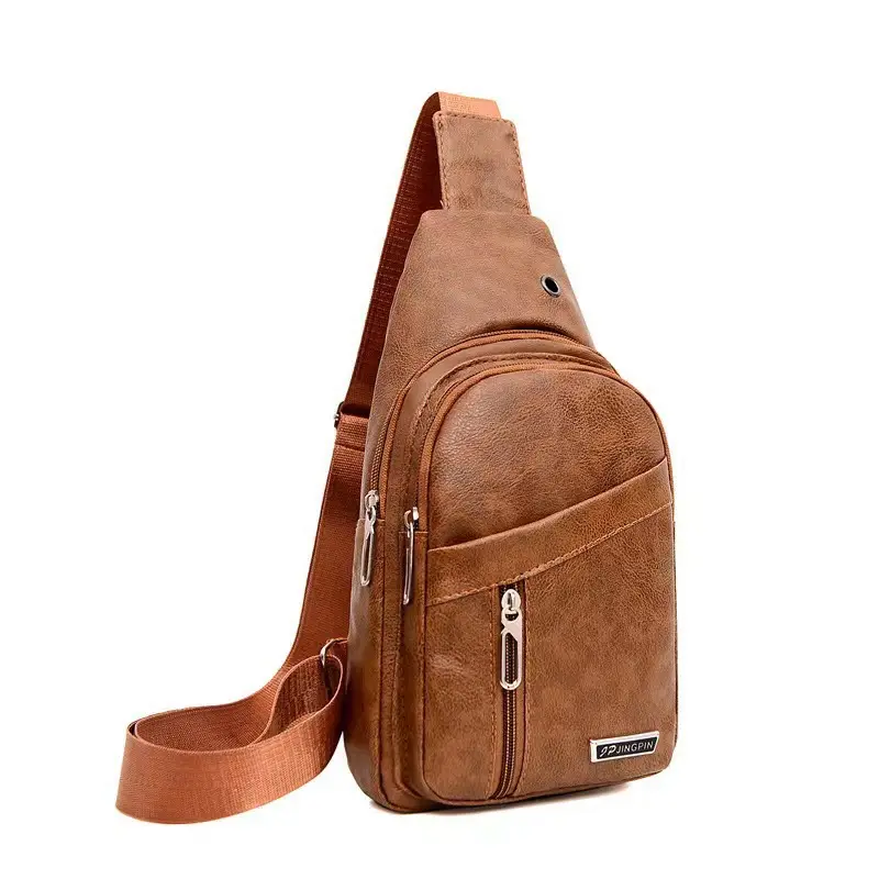 Waterproof Korean Style Crossbody Bag Brown Leather - Image 3