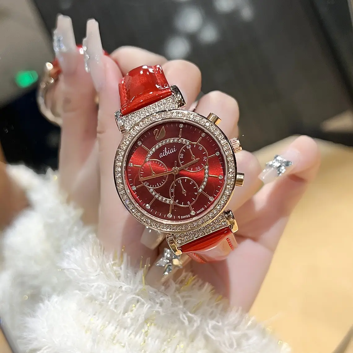 Red Diamond Three-eye Watch for Women - Image 5