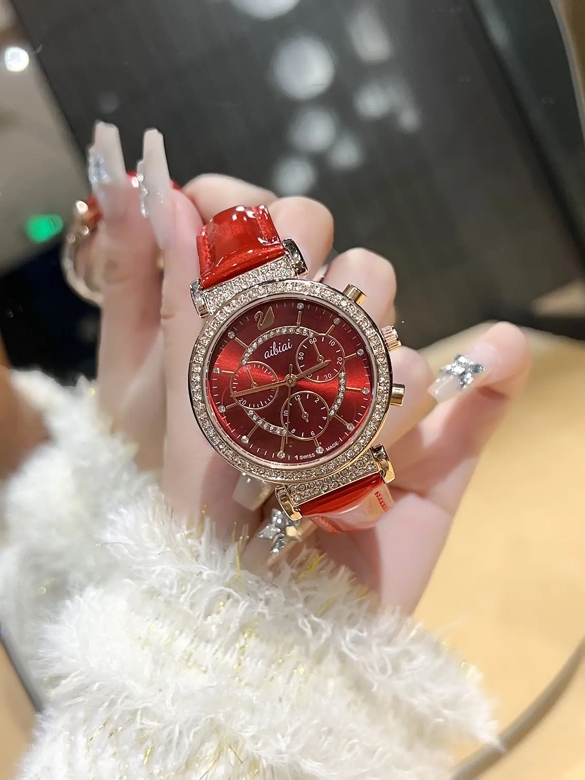 Red Diamond Three-eye Watch for Women - Image 2