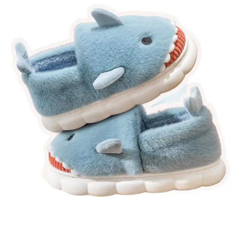 Blue Shark Cartoon Cotton Slippers for Women Winter Indoor - Image 7